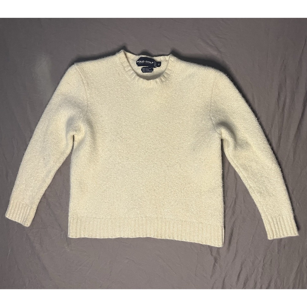 Polo Golf Ralph Lauren Sweater Boy's Size XL Beige Cotton Wool Cashmere Blend